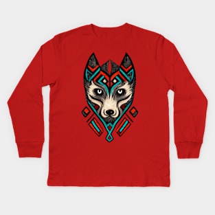 Aztec Wolf III Kids Long Sleeve T-Shirt